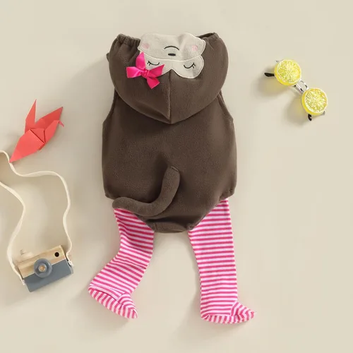 Vista 4 de Beautooly Disfraz de flamenco para bebé, mameluco de manga larga con calentadores de piernas, trajes de Halloween para niños y niñas