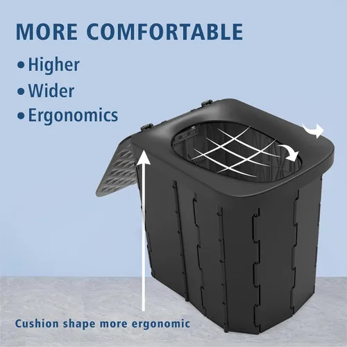 Vista 3 de Hapoon Inodoro plegable portátil XL para campamento, orinal de viaje para adultos, 12 bolsas de inodoro, paquete de 12 unidades de gel líquido
