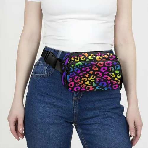 Vista 7 de Riñonera con patrón de lunares rojos y blancos para mujeres y hombres, cangurera pequeña, bolsa cruzada para exteriores, senderismo, correr, viajes