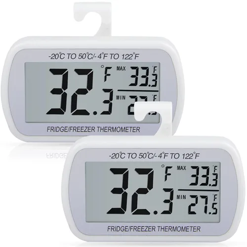 Vista 9 de AEVETE Termómetro digital impermeable para refrigerador con pantalla LCD grande, termómetro de sala de congelador con parte trasera magnética, sin