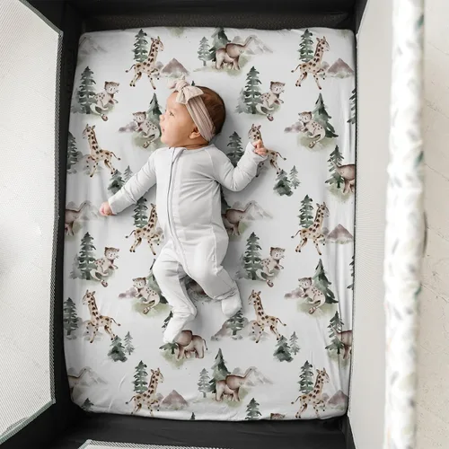 Vista 3 de Pack n Play Sheets BROLEX - Juego de 2 sábanas para cuna, juego de sábanas elásticas y portátiles para cuna, funda de colchón convertible