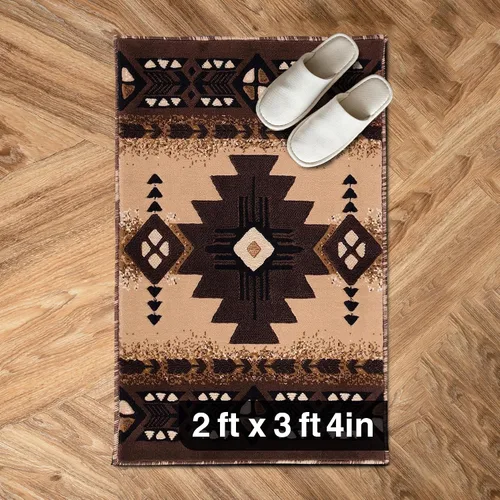 Vista 53 de YHSF South West - alfombra estilo nativo americano del suroeste C318 - fácil de limpiar, gruesa, suave, duradera, alfombra inspirada en tribus