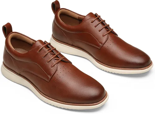 Vista 5 de Jousen Zapatos de vestir para hombre, estilo Oxford, informales, retro, clásicos, cómodos, formales, Derby, de negocios, para hombre