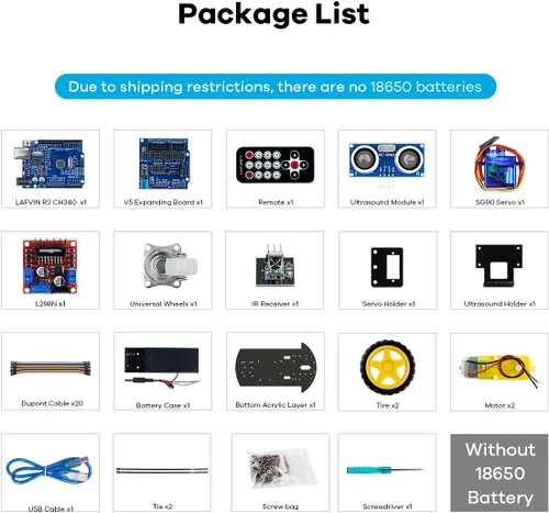 Vista 6 de Kit de chasis de coche robot inteligente LAFVIN 2WD con módulo ultrasónico, placa R3, compatible con control remoto y Arduino IDE, kit de bricolaje