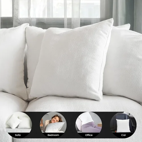 Vista 5 de Foamily Juego de 4 rellenos para almohada hipoalergénicas de primera calidad, con forma cuadrada de poliéster, estándar, blancos