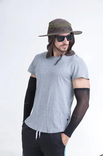 Vista 7 de Sombrero de pesca con protección solar, funda extraíble con solapa para el cuello con mangas para brazos para exteriores