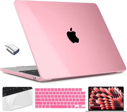 Vista 12 de TWOLSKOO Compatible con funda para MacBook Air M4 de 15 pulgadas versión 2025-2023 M4 A3241 M3 A3114 M2 A2941, carcasa rígida de plástico y Cristal