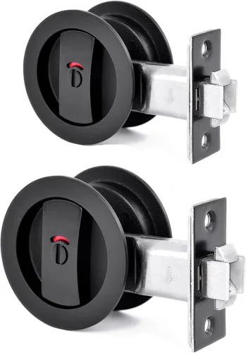 Vista 14 de Dontay Cerradura de indicadores codificados por color para puerta de bolsillo, cerradura de manijas de privacidad (cama/baño), fondo de 2-3/8 Níquel