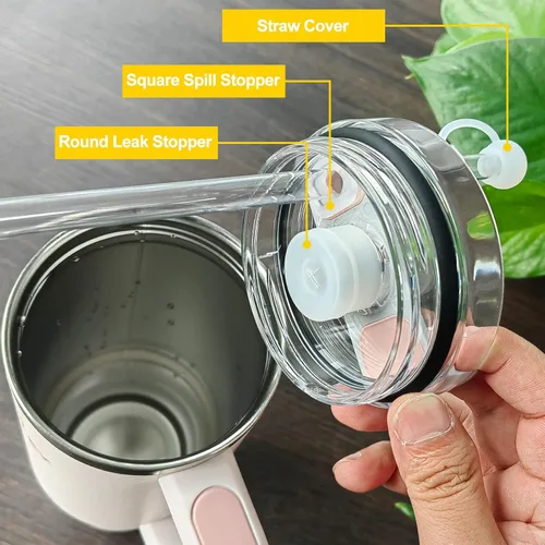 Vista 4 de HOMDSG Juego de tapones antiderrames para Stanley Cup 2.0 de 40 onzas y 30 onzas, accesorios que incluyen tapa de pajilla, tapón de fijación