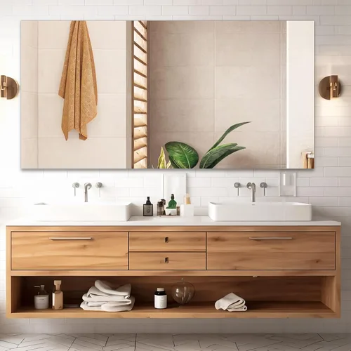 Vista 2 de Espejo Grande de 72" x 36", Espejo de Baño Rectangular Moderno con Borde Pulido Sin Marco, se Cuelga Horizontal o Verticalmente. Espejos de Baño