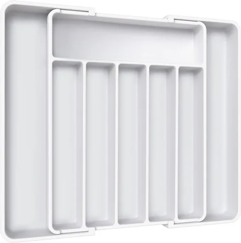 Vista 14 de Aujen Organizador de cubiertos – Organizador de cajones de cocina expandible, organizador de utensilios ajustable, bandeja de cubiertos