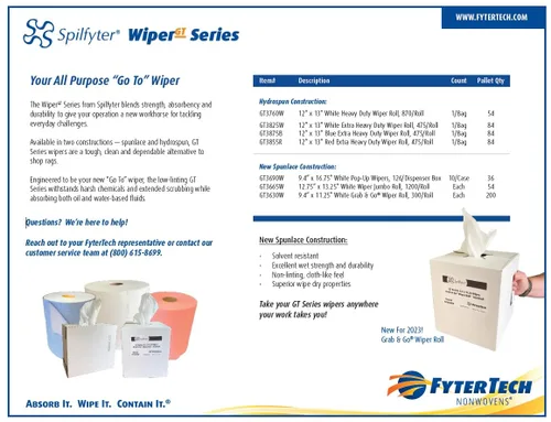 Vista 3 de Spilfyter GT3665W 12.75"x13.25" White GT Series - Rollo de limpiaparabrisas jumbo de servicio mediano