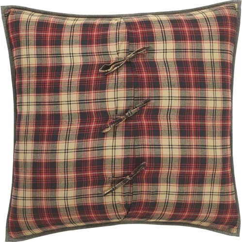 Vista 5 de VHC Brands Rustic & Lodge Cumberland - Accesorio de ropa de cama acolchado, funda europea, 26 x 26 pulgadas, color rojo chile