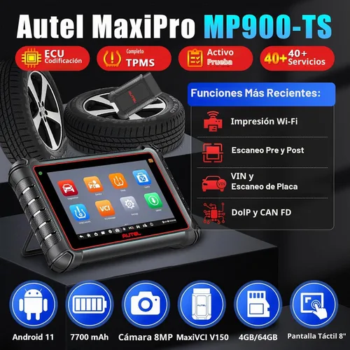 Vista 2 de Autel Scanner MaxiPro MP900-TS, versión TPMS de MP900 y MP900BT herramienta de escaneo bidireccional, herramienta de codificación ECU misma que