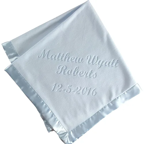 Vista 7 de Custom Catch Manta de bebé personalizada, rosa o azul, regalo unisex para recién nacido o bebé (texto multilínea)