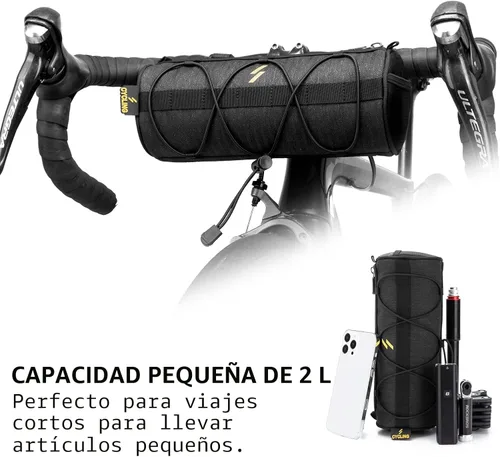 Vista 2 de ROCKBROS - Bolsa para manillar de bicicleta pequeña, bolsa de barra de bicicleta práctica, bolsas delanteras de bicicleta, bolsa de almacenamiento