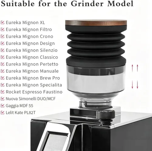Vista 6 de Tolva de dosis única compatible con Eureka Mignon Espresso Coffee Grinder de silicona para soplar granos de café residuales (tolva elevada)