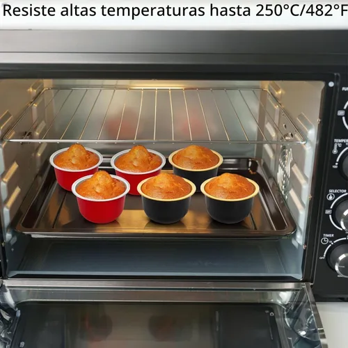 Vista 6 de Hacaroa 100 tazas de papel de aluminio para hornear con tapas de cúpula, forros desechables para cupcakes de 6 onzas, recipientes reutilizables