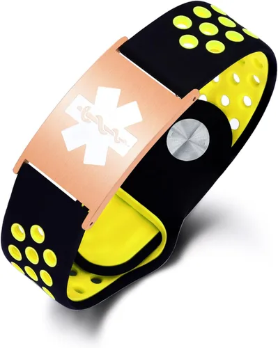 Vista 19 de Pulsera de alerta médica personalizada para mujeres y hombres, pulseras de identificación médica deportiva de silicona con grabado gratuito, pulsera