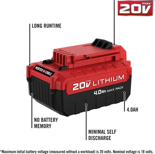 Vista 2 de PORTER-CABLE Batería de litio de 20 V MAX*, 4.0-Ah, paquete de 2 (PCC685LP)