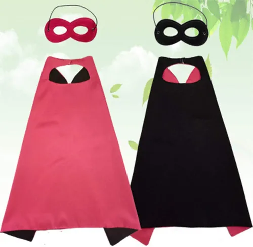 Vista 2 de Capas y máscara de héroe para niños, juegos de rol, disfraces de Halloween, fiesta de cumpleaños Rosa negra