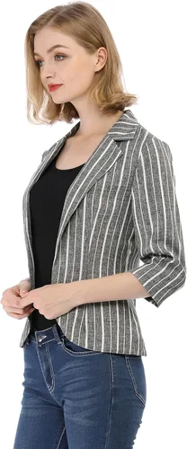 Vista 4 de Allegra K Blazer de solapa con muescas y mangas 34 para mujer