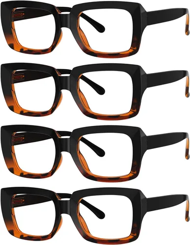 Vista 9 de Eyekepper - Juego de 4 gafas elegantes para mujer, anteojos cuadrados de gran tamaño para mujer