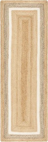 Vista 2 de SAFAVIEH Natural Fiber Collection NF883B - Alfombra de pasillo, 2 pies 3 pulgadas x 16 pies, natural, gris y marfil, hecha a mano