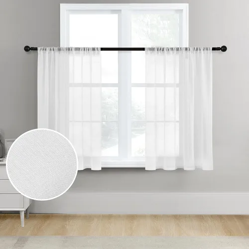 Vista 43 de MRTREES Cortinas transparentes de Aqua Blue, para cocina, de 36 pulgadas de longitud, cortinas transparentes de gasa con filtro de luz, cortinas
