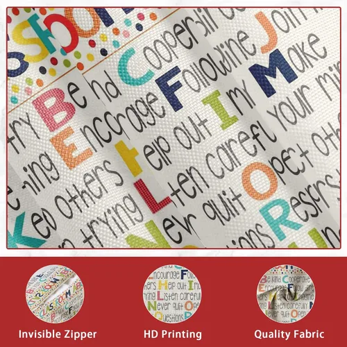 Vista 2 de Juego de 2 fundas de almohada de lino para aula, fundas de almohada decorativas de educación ABC, fundas de almohada decorativas para decoración