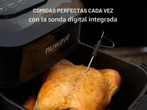 Vista 7 de Nuwave Brio - Freidora de aire inteligente digital saludable de 6 cuartos con sonda controles digitales de un solo toque, funciones de cocción