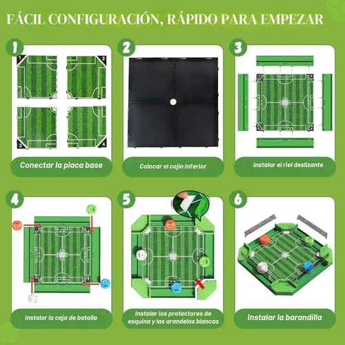 Vista 7 de Juego de mesa de futbolín con control remoto, mini juegos de mesa de fútbol con 3 bolas y 4 mandos remotos, juguete de mesa de fútbol para niños