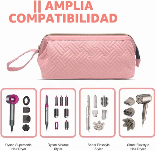 Vista 2 de Bolsa de viaje para herramientas para el cabello Shark Flexstyle y Dyson Rosado