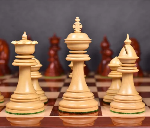 Vista 8 de RoyalChessMall - Juego de piezas de ajedrez Staunton de lujo de dragón de 4.4 pulgadas, madera de rosa con triple