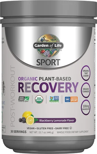 Vista 5 de Garden of Life Polvo de proteína deportiva vegana orgánica, vainilla y deporte, vegano, a base de plantas, polvo de recuperación muscular después