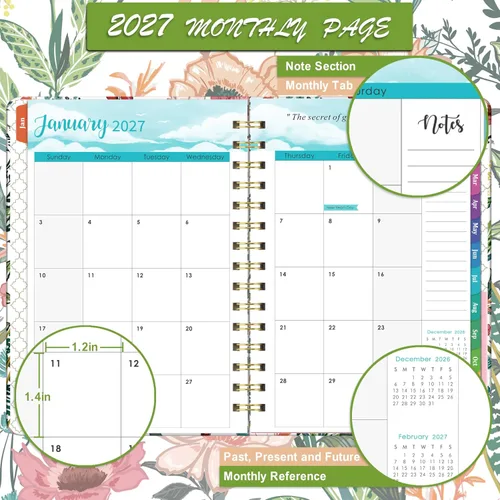 Vista 3 de Agenda 2027 – Agenda semanal y mensual 2027, enero 2027 – diciembre 2027, 6.4 x 8.5 pulgadas con pestañas, tapa dura flexible, papel grueso
