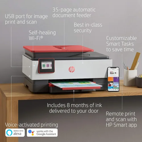 Vista 2 de Impresora HP OfficeJet Pro 8035 inalámbrica, todo en uno, Coral talla única