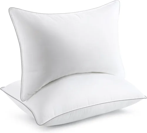 Vista 10 de viewstar - Juego de 2 almohadas de tamaño Queen, esponjosas, a rayas, color blanco Rayas blancas.