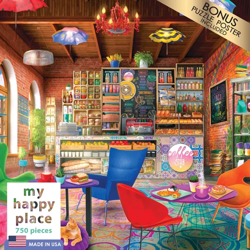 Vista 3 de RoseArt - My Happy Place - Boho Coffeshop - Rompecabezas de 750 piezas para adultos