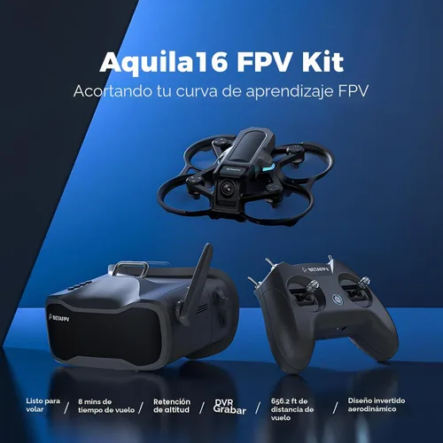 Vista 2 de BETAFPV Aquila16 FPV Kit con transmisor LiteRadio 2 SE para simulador, gafas VR03 con función de grabación DVR, 3 modos de vuelo, kit RTF 1S