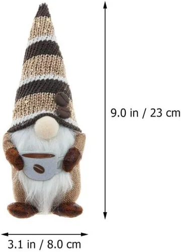 Vista 7 de Decoración navideña de gnomos de café para el hogar, 2 gnomos de Navidad para cafetería, figuras coleccionables enanas hechas a mano, muñeca