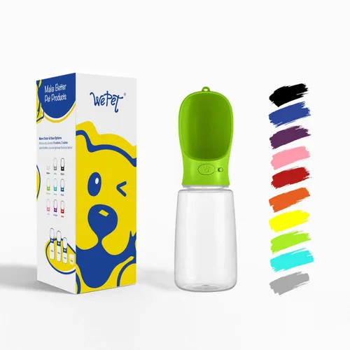 Vista 14 de WePet Botella de agua portátil para perros, 12 onzas, dispensador de agua para cachorros a prueba de fugas con alimentador de bebida para mascotas