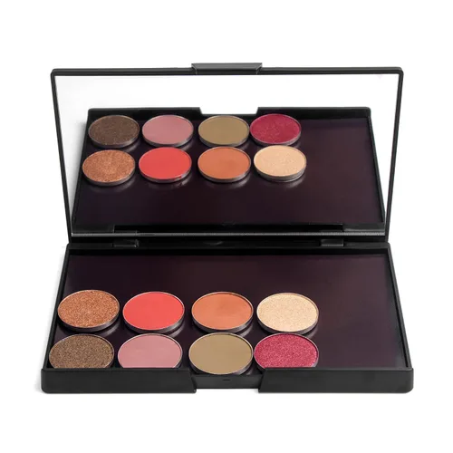 Vista 4 de Paleta magnética de maquillaje con espejo y 20 calcomanías de metal, paleta de almacenamiento vacía para sombra de ojos, resaltador de polvo