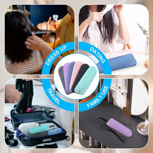 Vista 5 de Funda de silicona aislante para alisador de cabello, funda antideslizante de viaje para rizar y planchar, soporte portátil para rizador y rizador