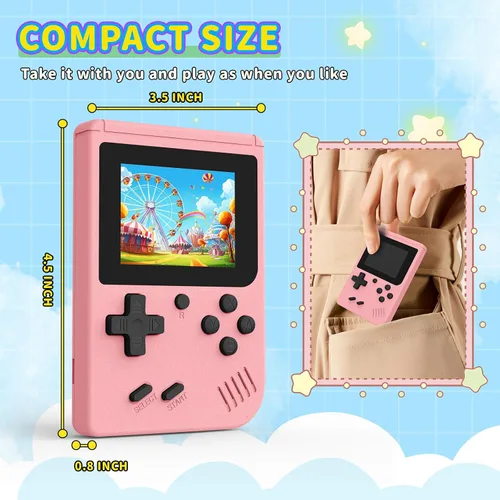 Vista 3 de Consola de juegos de mano retro incorporada 400 videojuegos, emulador portátil de mano con pantalla de 3.0 pulgadas, mini consle de juegos retro