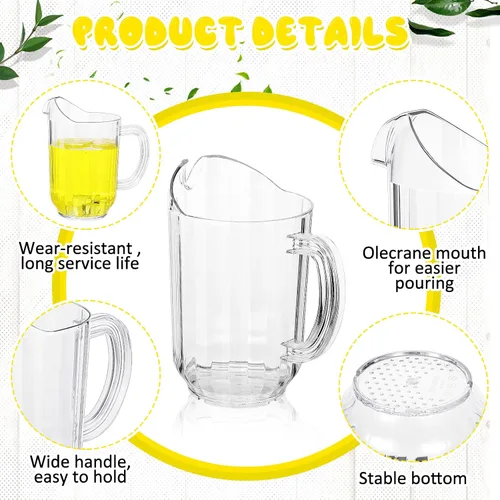 Vista 3 de Tessco 12 Pcs Plastic Pitchers 60 Oz Clear Water Beer Jug Large,Classic (Pack of 2)