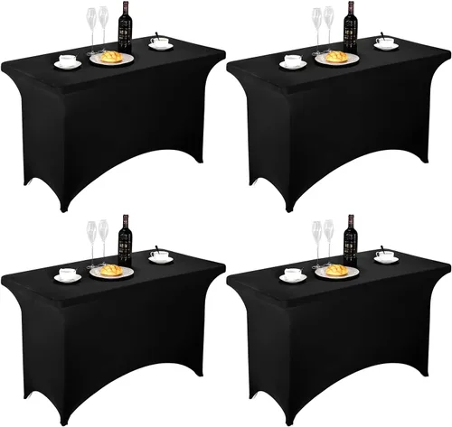 Vista 179 de FORLIFE - Funda de mesa de elastano, mantel ajustado de 4 pies para mesas rectangulares, funda elástica para patio, universal para bodas, banquetes