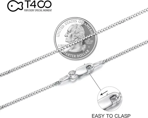 Vista 8 de T400 Collar de cadena de plata de ley 925 de 0.059 pulgadas chapado en oro de 0.059 pulgadas (0.039 in), cadenas de caja italiana para mujeres
