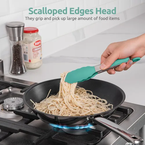 Vista 4 de Pinza de cocina resistente al calor de 600ºF: pinza de cocina de silicona U-Taste de 7 pulgadas con puntas de goma antiadherentes selladas firmes