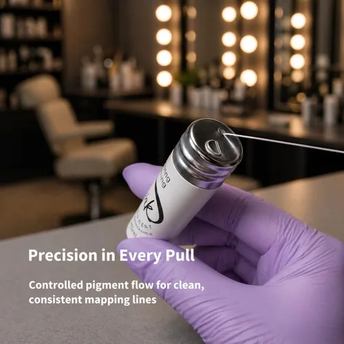 Vista 7 de Cadena de mapeo de cejas blanca preentintada de Ink Permanent [Botellas de 30 m - 100 pies] Cadena preentintada para maquillaje permanente